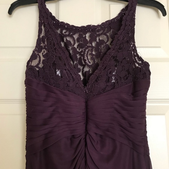 David’s Bridal Long Mesh Dress with Corded Lace - Picture 5 of 7